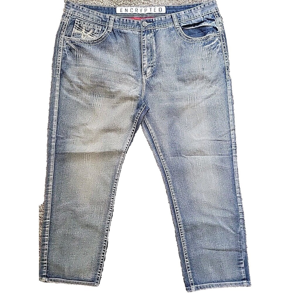 Big Men Jeans Encrypted Supply Company Acid Washed  Size 46x30 Good Condition
